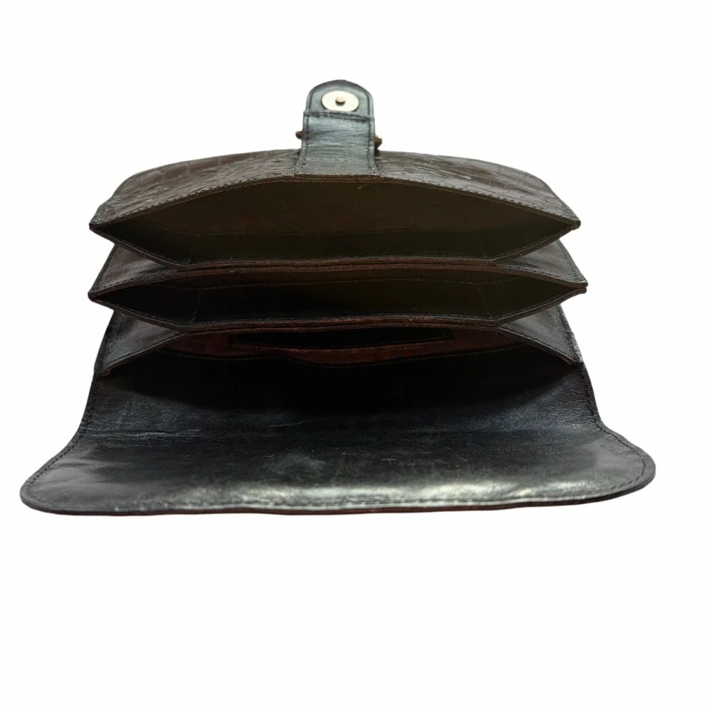 Joan & David Black Croc-Embossed Leather Belt Bag with‎ Silver D-Ring